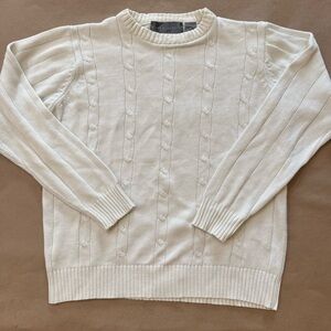 Oscar de la Renta Men’s Ivory Cable Knit Sweater